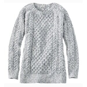 LL Bean Cable Knit Sweater Gray Blue Cotton Coastal Heritage Fisherman Sz 2X